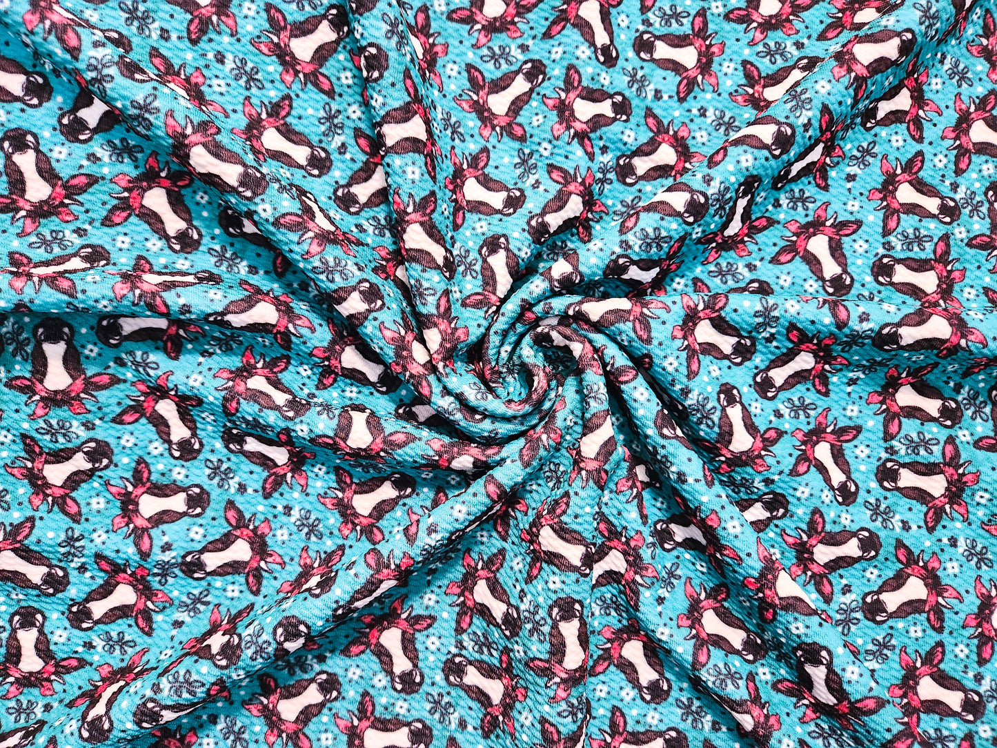 Teal Cow Fabric Strip