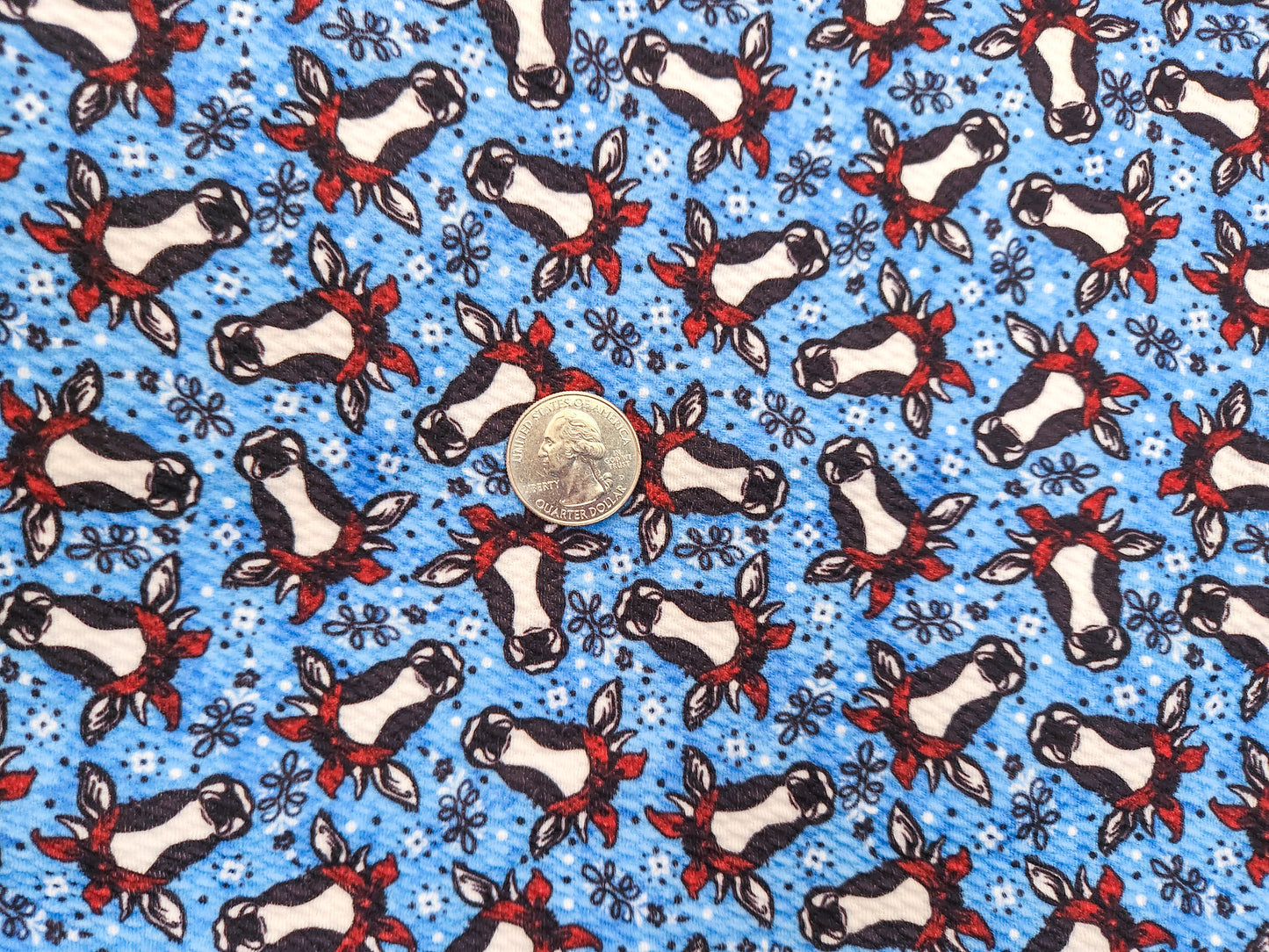 Blue Cow Fabric Strip
