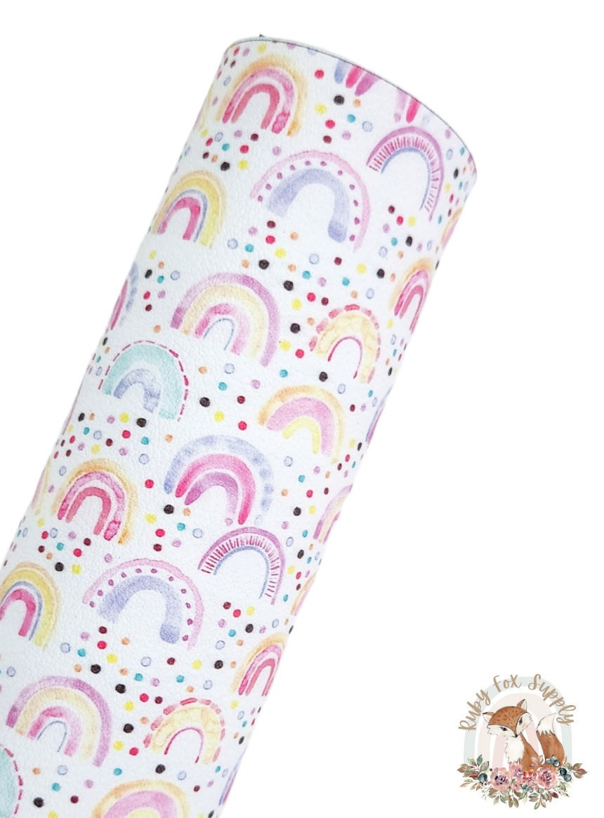 Watercolor Rainbows 9x12 faux leather sheet