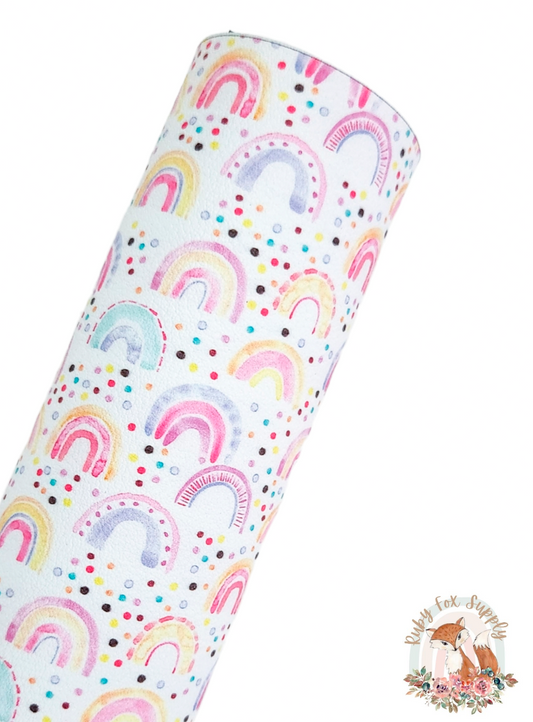 Watercolor Rainbows 9x12 faux leather sheet