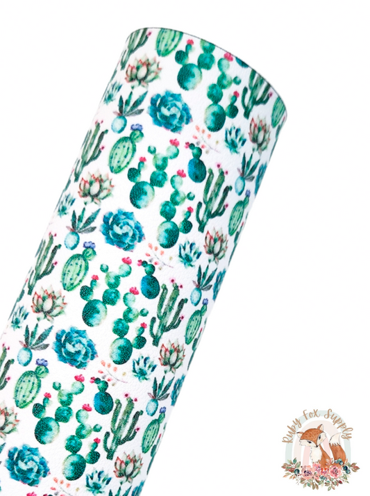 Pretty Cactus faux leather sheet