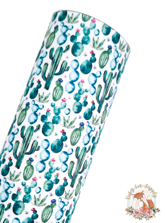 Green Cactus 9x12 faux leather sheet