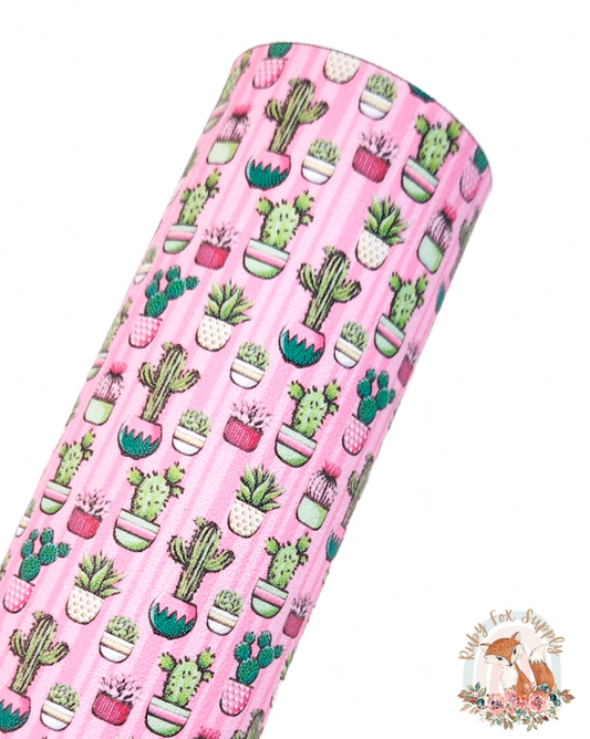 Pink Cactus faux leather sheet