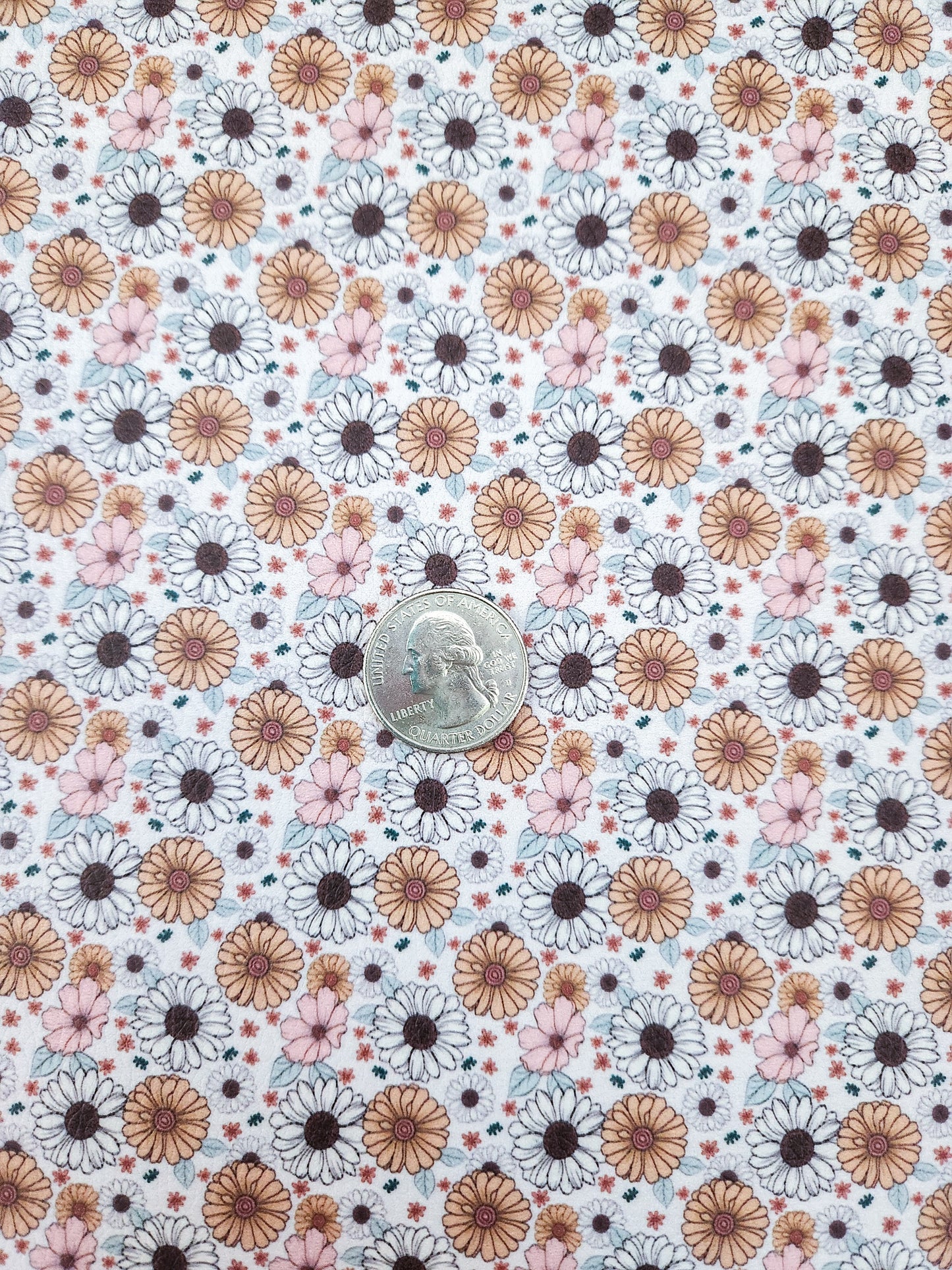 Muted Boho Floral 9x12 faux leather sheet