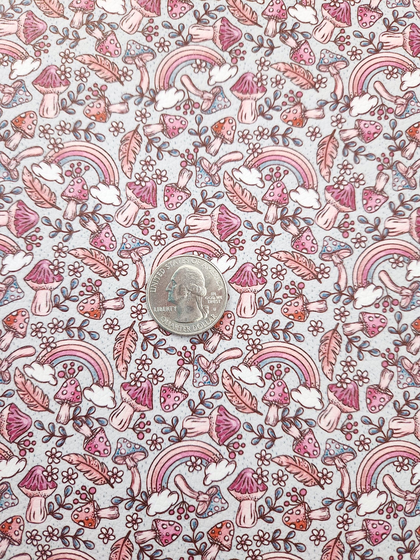 CC Mushrooms and Rainbows 9x12 faux leather sheet