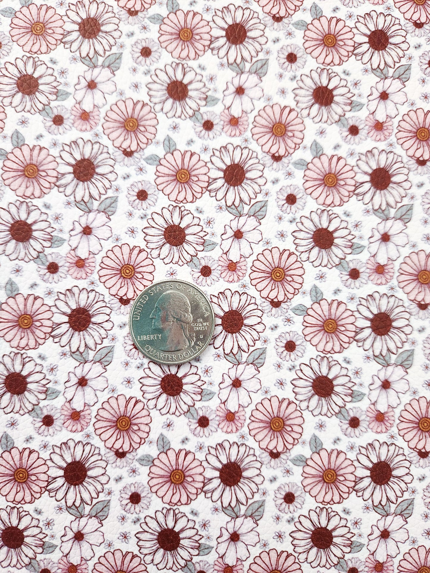 Pink Maroon Floral 9x12 faux leather sheet