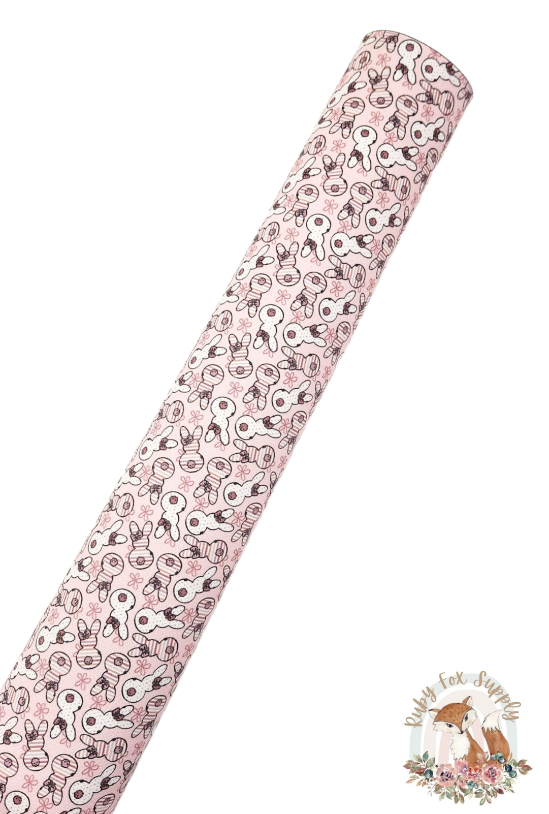 Pink Striped Bunnies 9x12 faux leather sheet