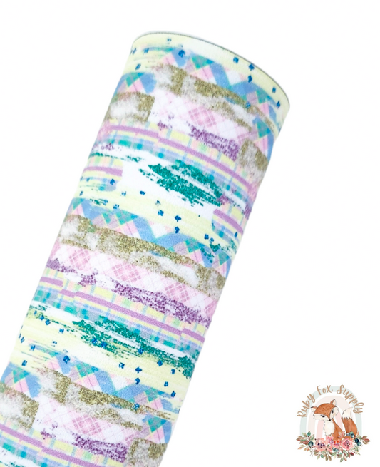 Easter Plaid Brushstrokes 9x12 faux leather sheet