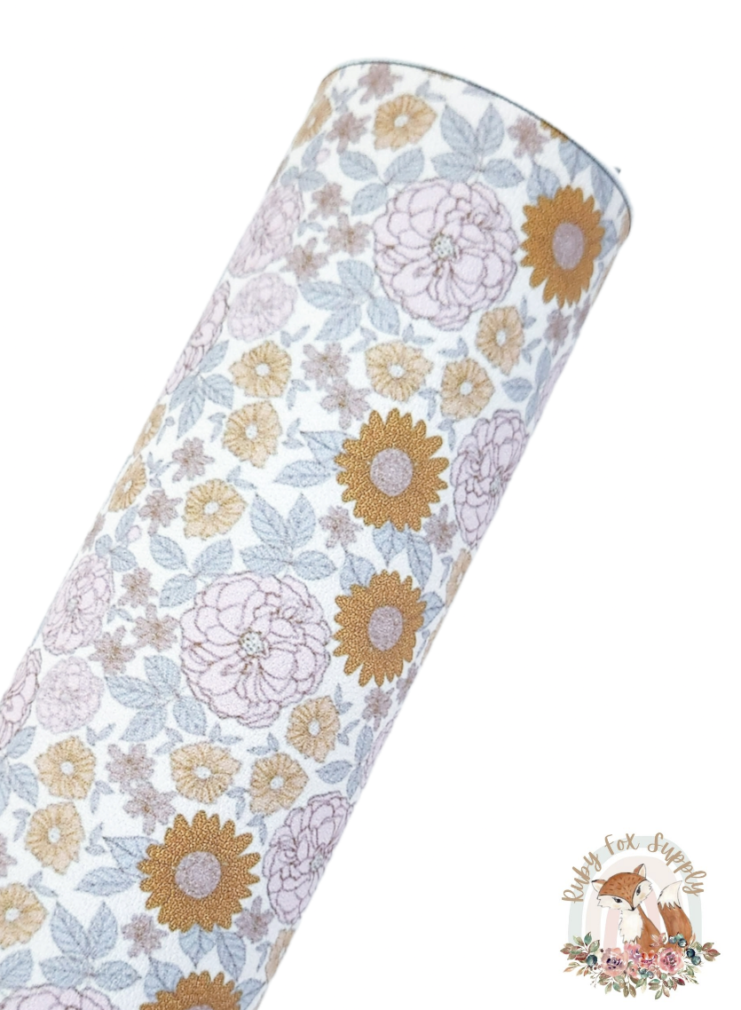 Boho Floral 9x12 faux leather sheet