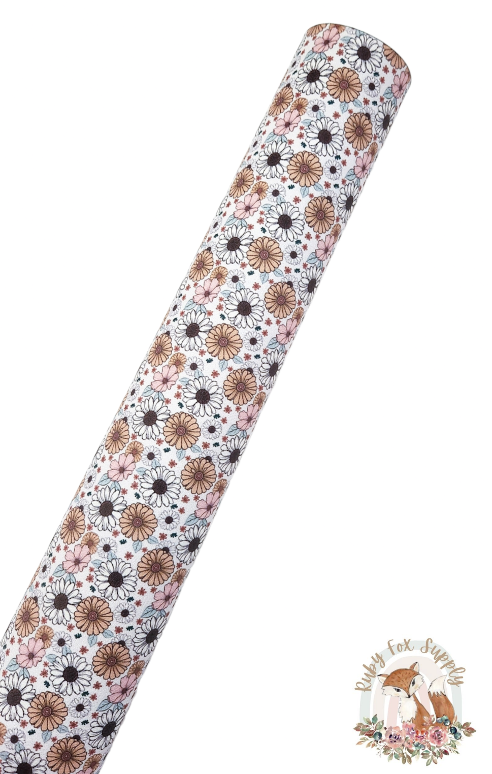 Muted Boho Floral 9x12 faux leather sheet