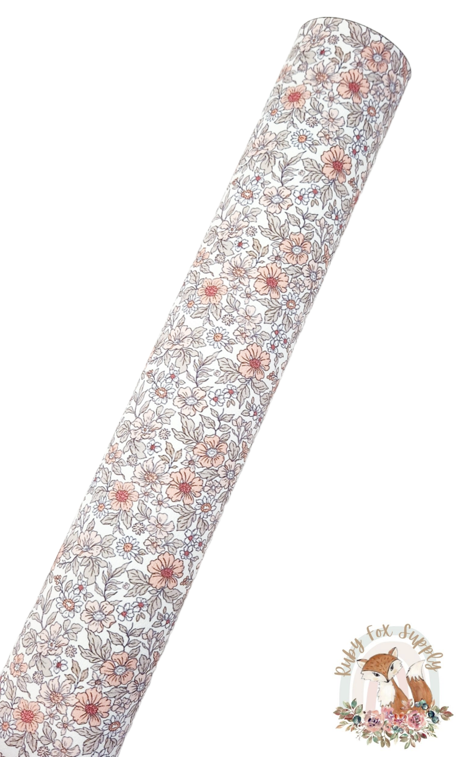Peach Boho Floral 9x12 faux leather sheet
