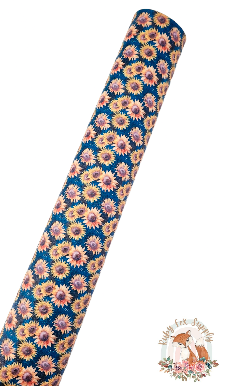 Blue Sunflowers 9x12 faux leather sheet
