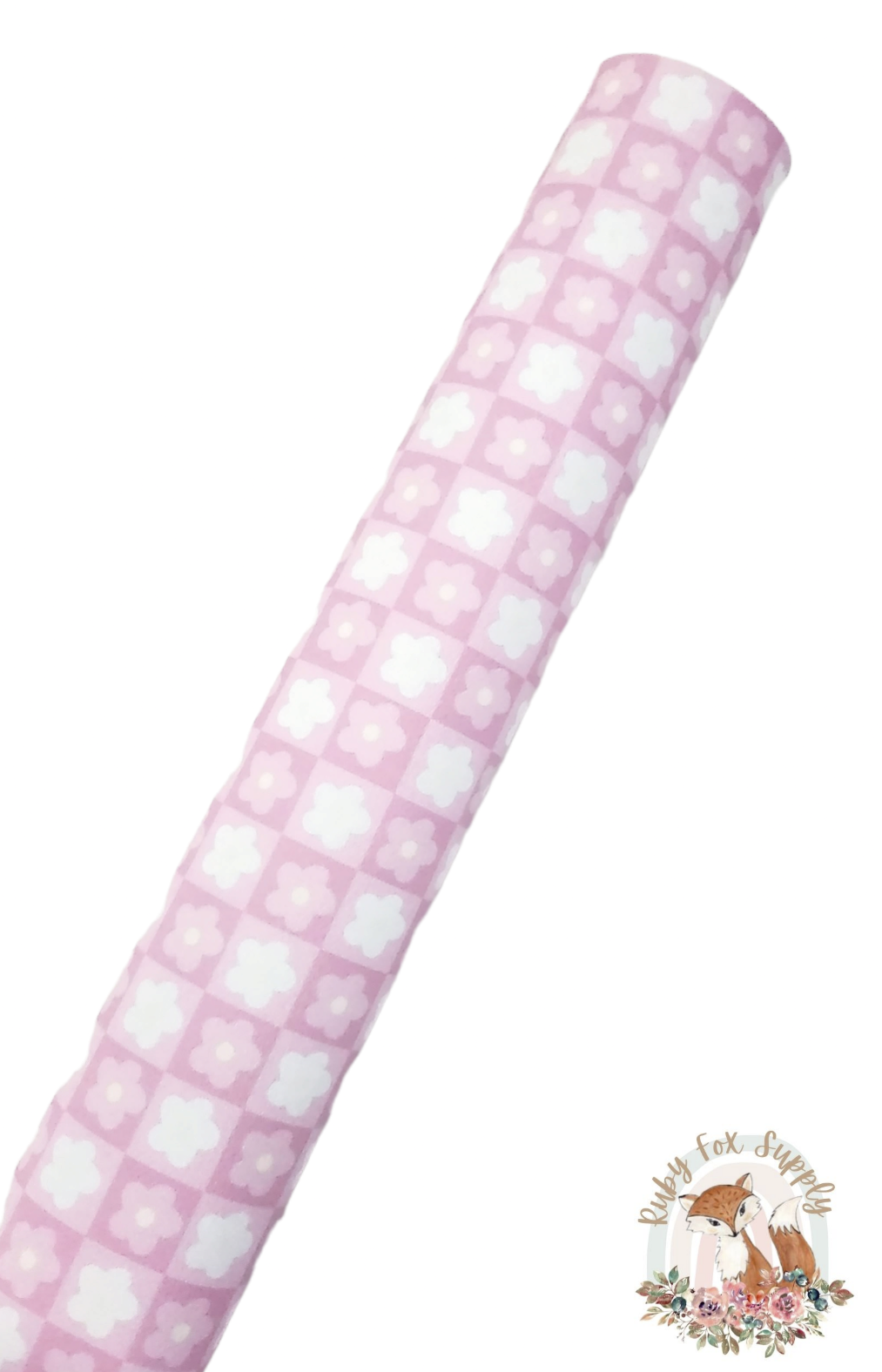 Pink Floral Checker 9x12 faux leather sheet