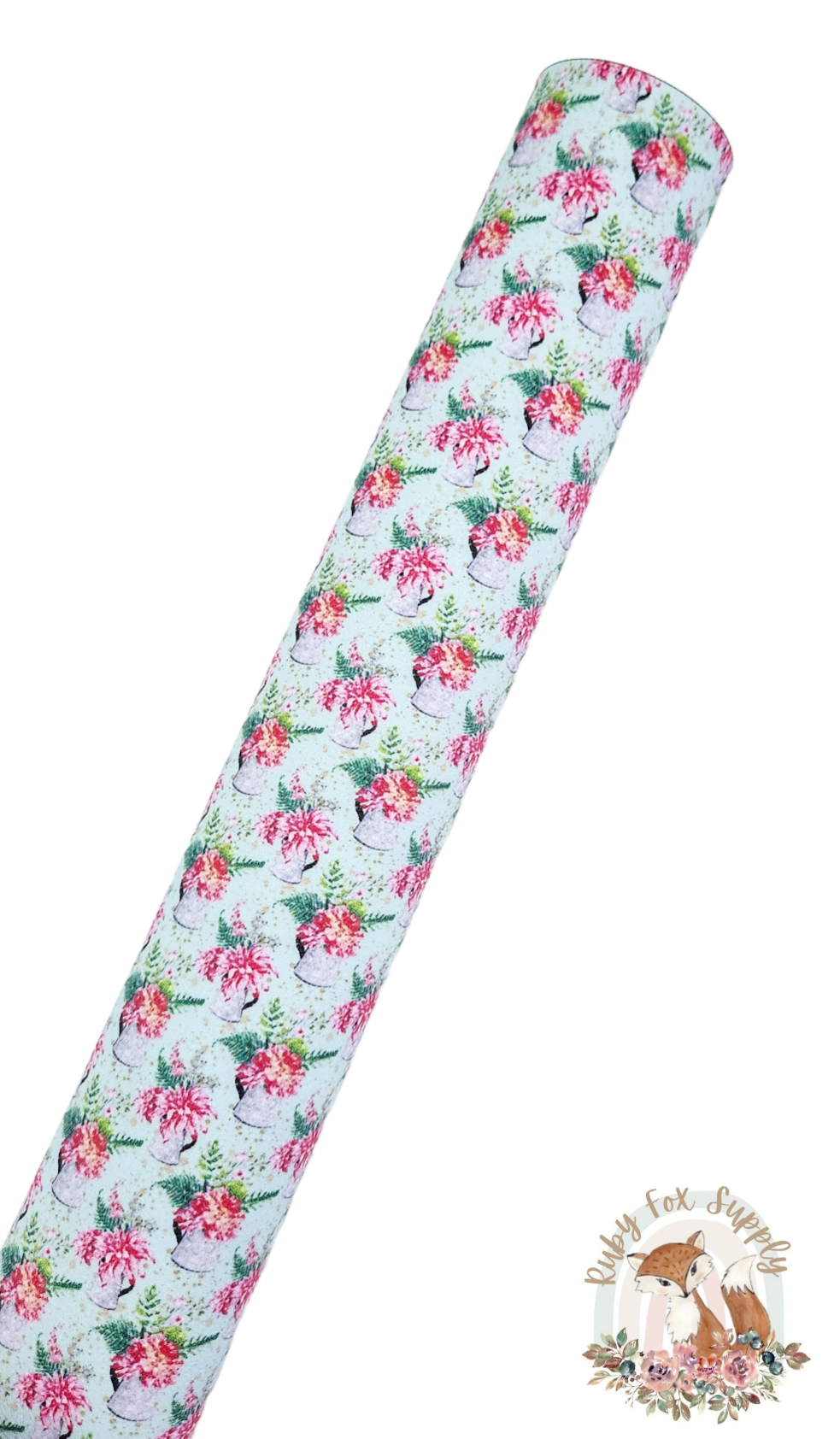 Floral Water Can 9x12 faux leather sheet