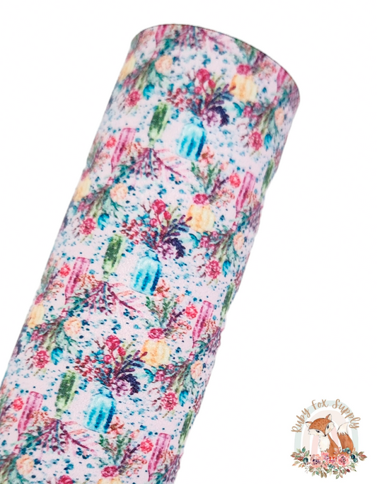 Floral Vases 9x12 faux leather sheet