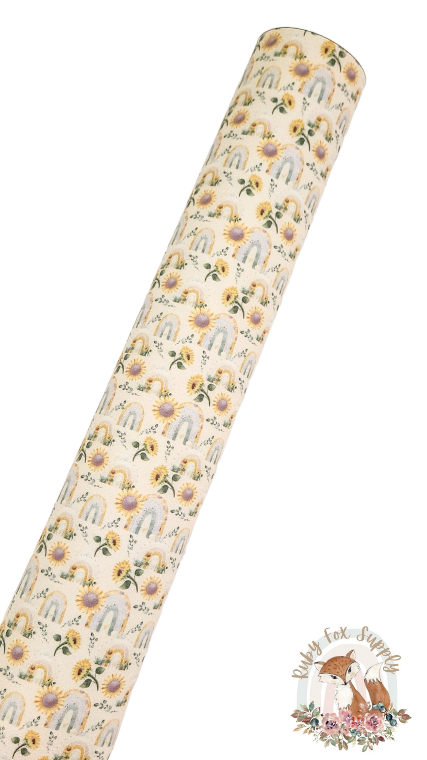 Sunflowers and Rainbows 9x12 faux leather sheet