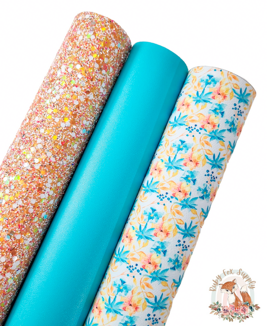 Blue Orange Floral Set
