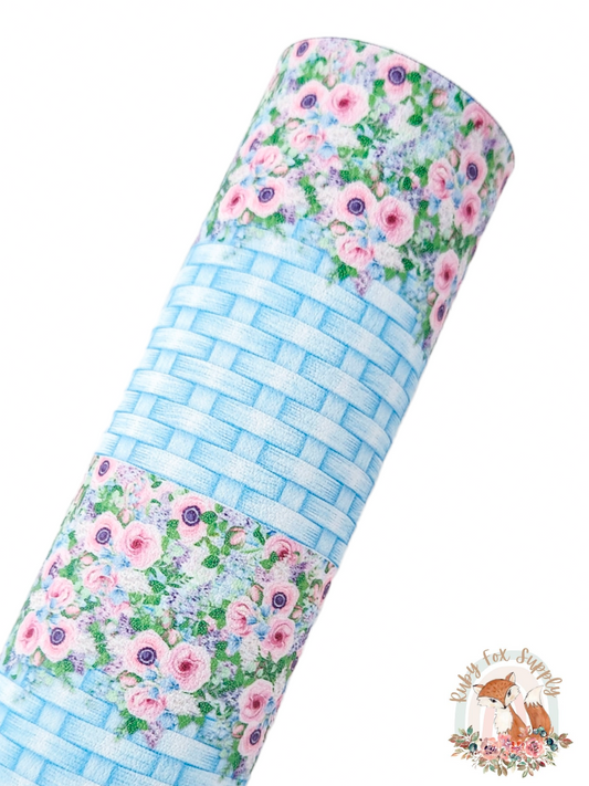 Pink Spring Floral Drip 9x12 faux leather sheet