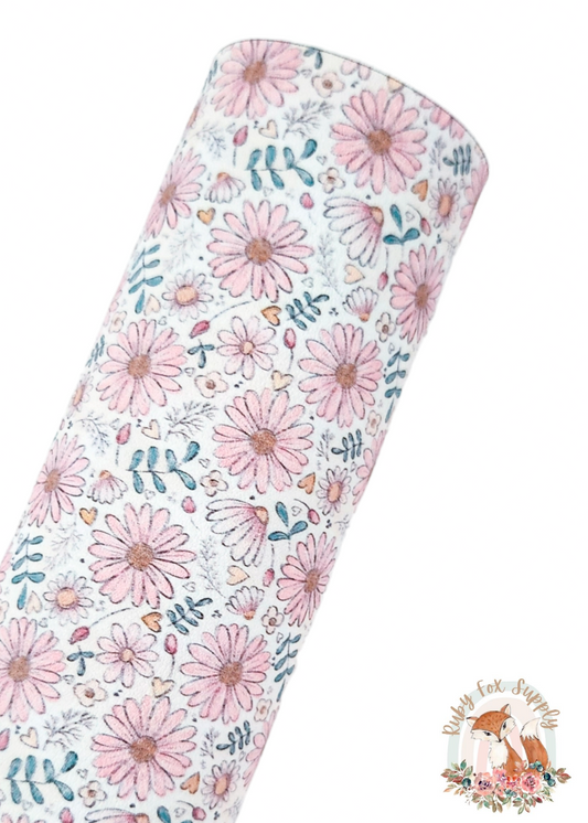 Sketchy  Floral 9x12 faux leather sheet