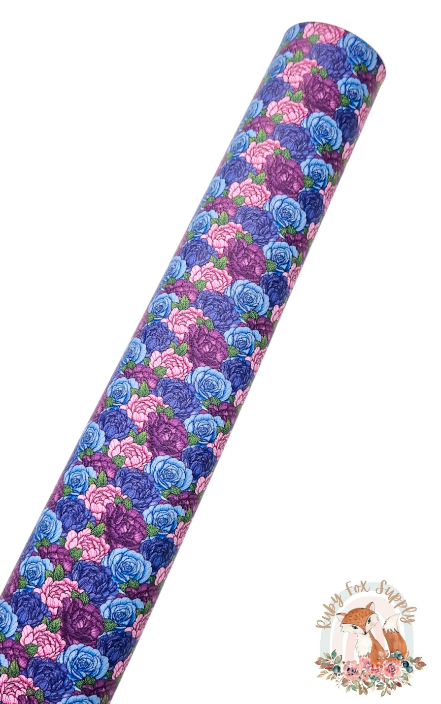 Jewel Tone Roses 9x12 faux leather sheet