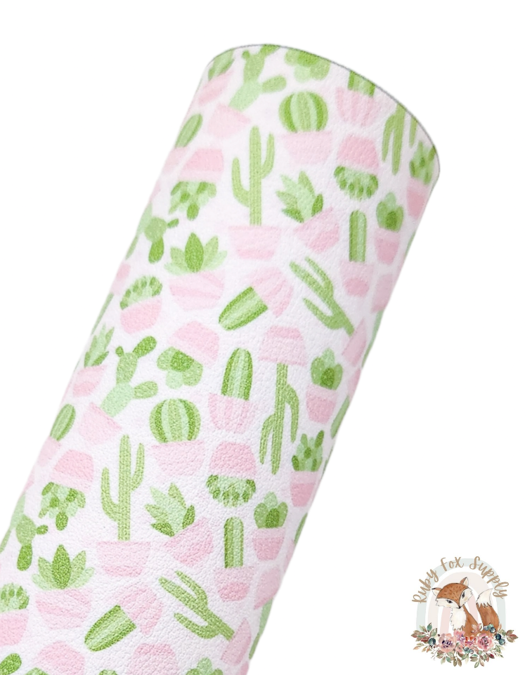 Watercolor Cactus 9x12 faux leather sheet