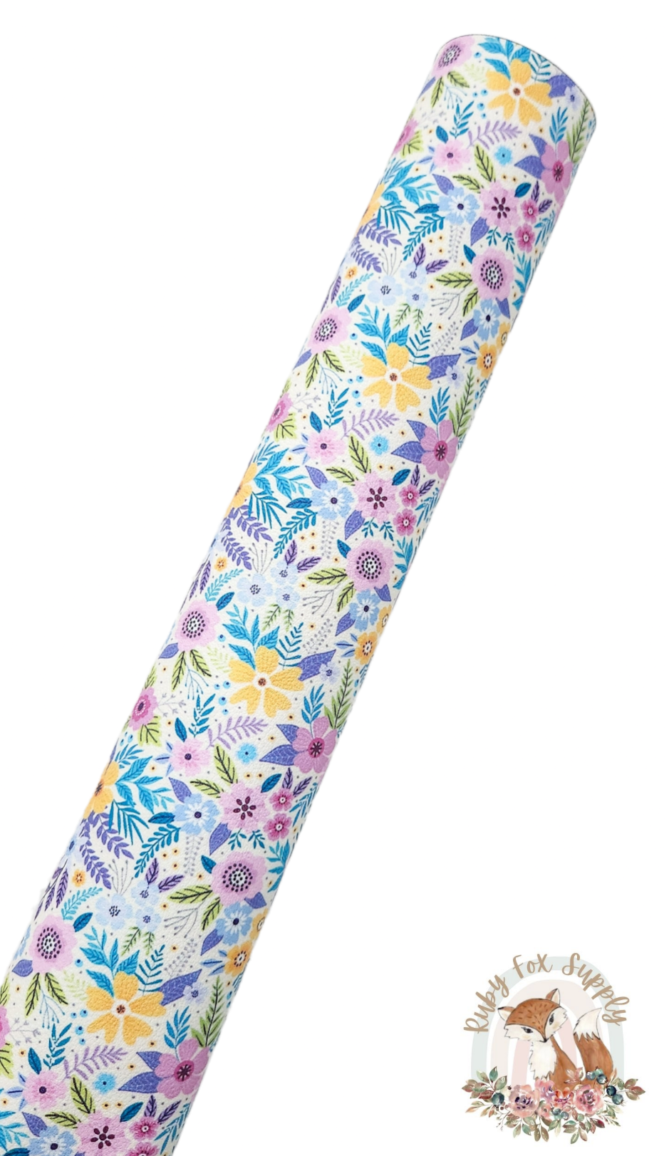 Colorful Blue Purple Floral 9x12 faux leather sheet