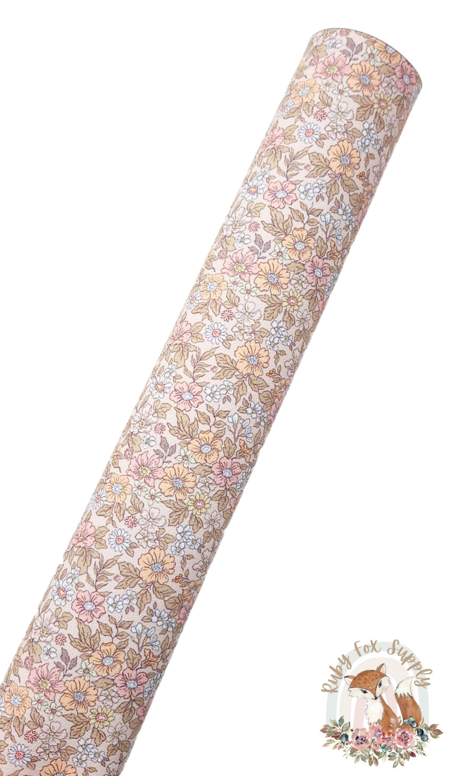 Soft Toned Boho Floral 9x12 faux leather sheet