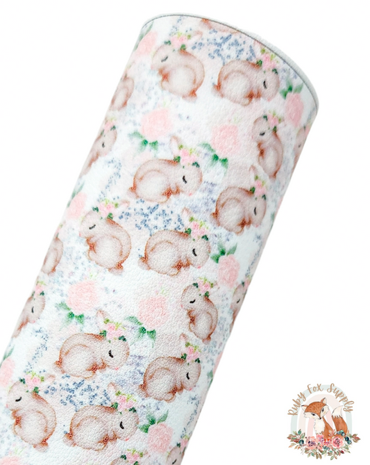 Pretty Sleepy Bunny 9x12 faux leather sheet