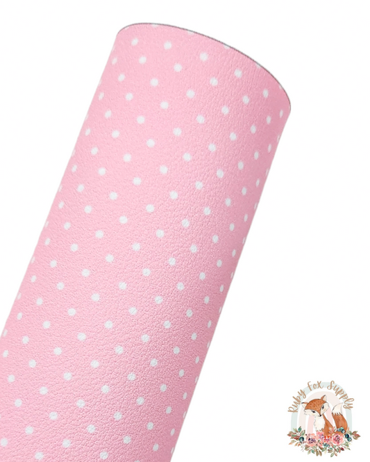 Pink Polka Dots 9x12 faux leather sheet