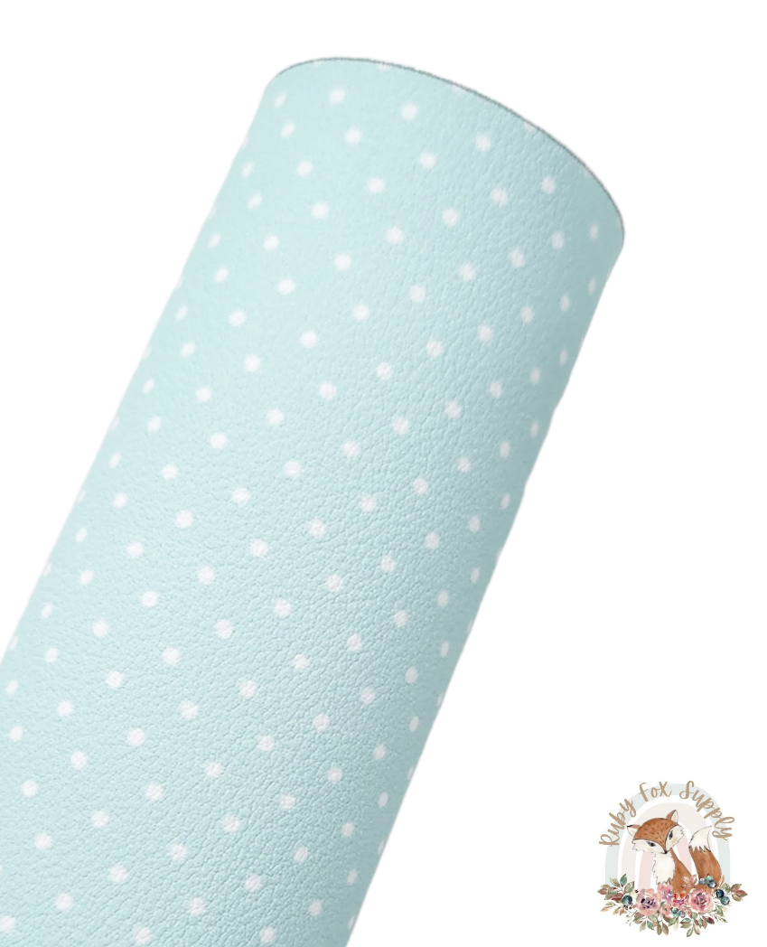 Mint Green Polka Dots 9x12 faux leather sheet
