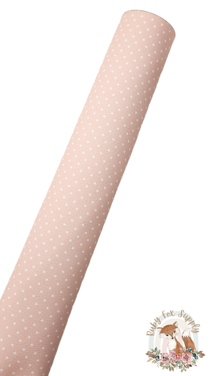 Peach Polka Dots 9x12 faux leather sheet