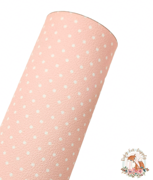 Peach Polka Dots 9x12 faux leather sheet