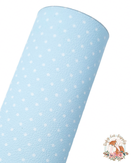 Blue Polka Dots 9x12 faux leather sheet