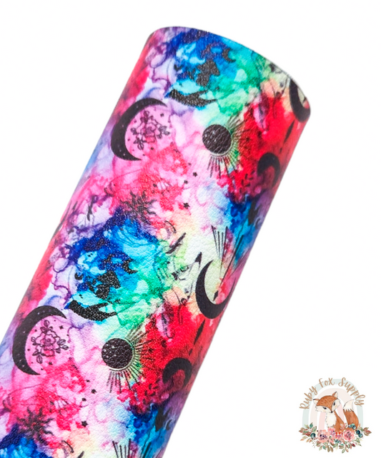 Tie Dye Witch Icons 9x12 faux leather sheet