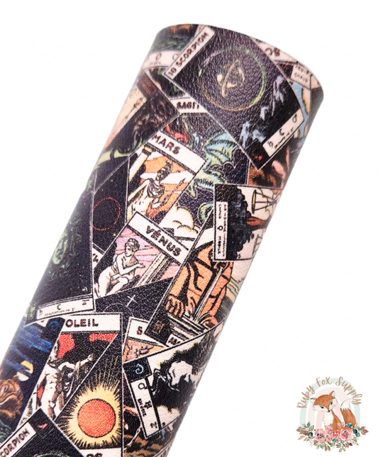 Tarot Cards Collage 9x12 faux leather sheet
