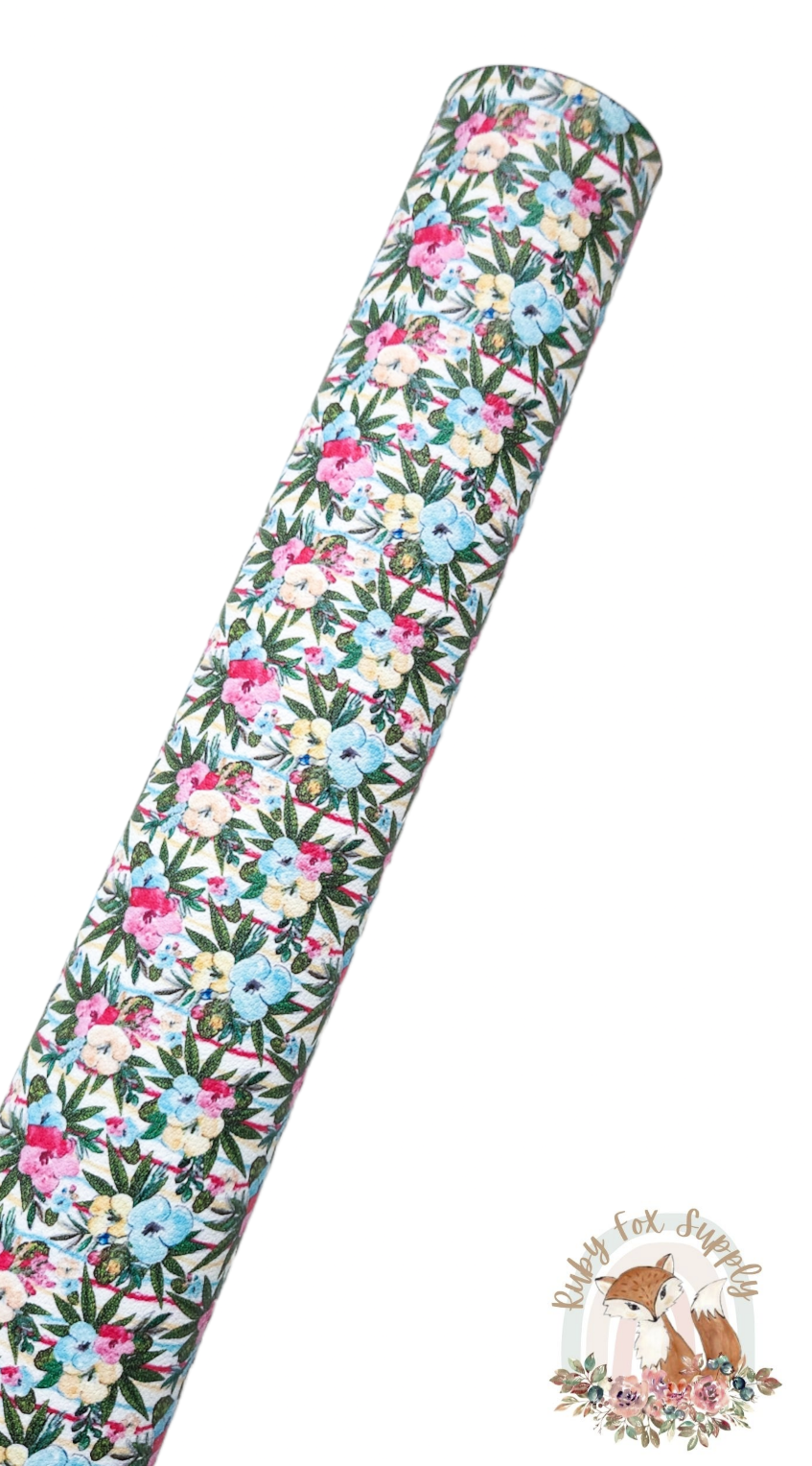 Weed Floral 9x12 faux leather sheet