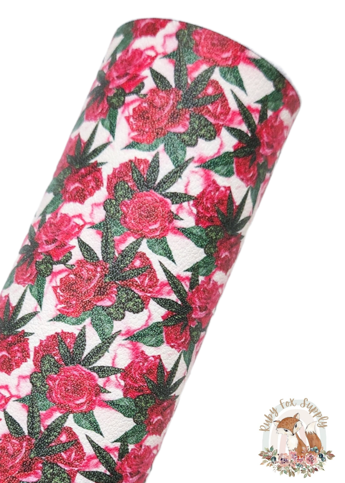 Marijuana Roses 9x12 faux leather sheet