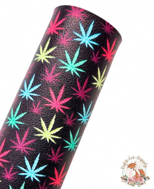 Colorful Weed 9x12 faux leather sheet