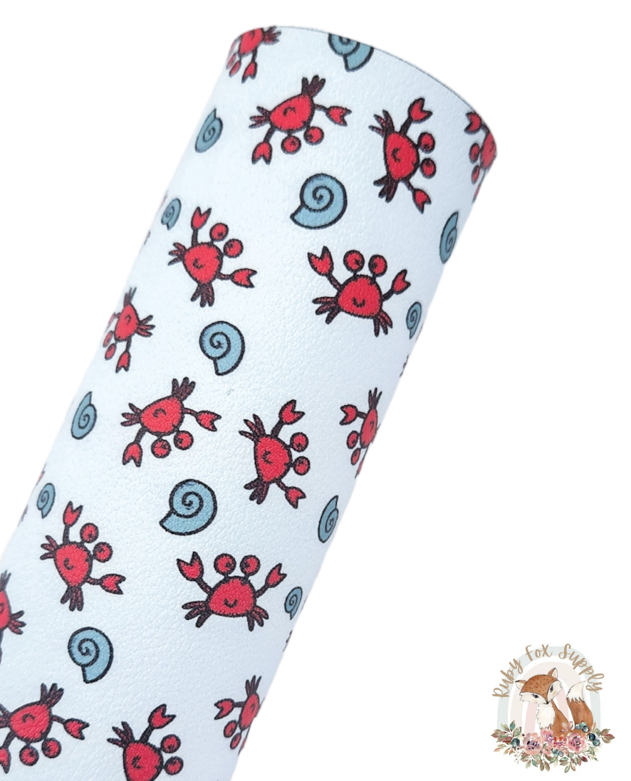 Cute Crab 9x12 faux leather sheet