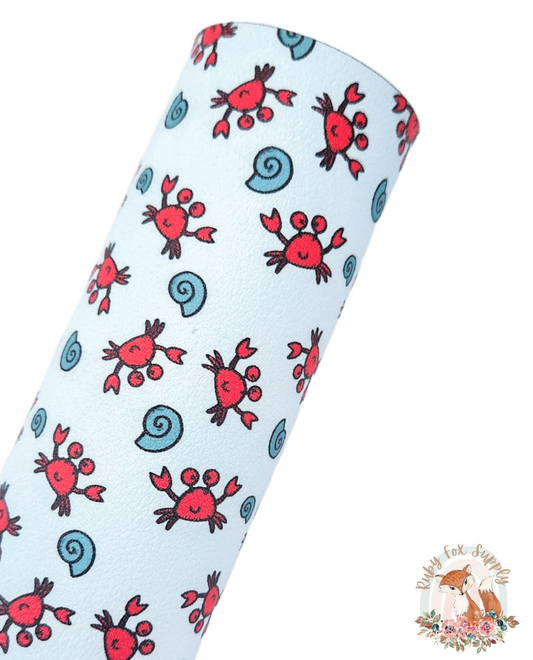 Cute Crab 9x12 faux leather sheet