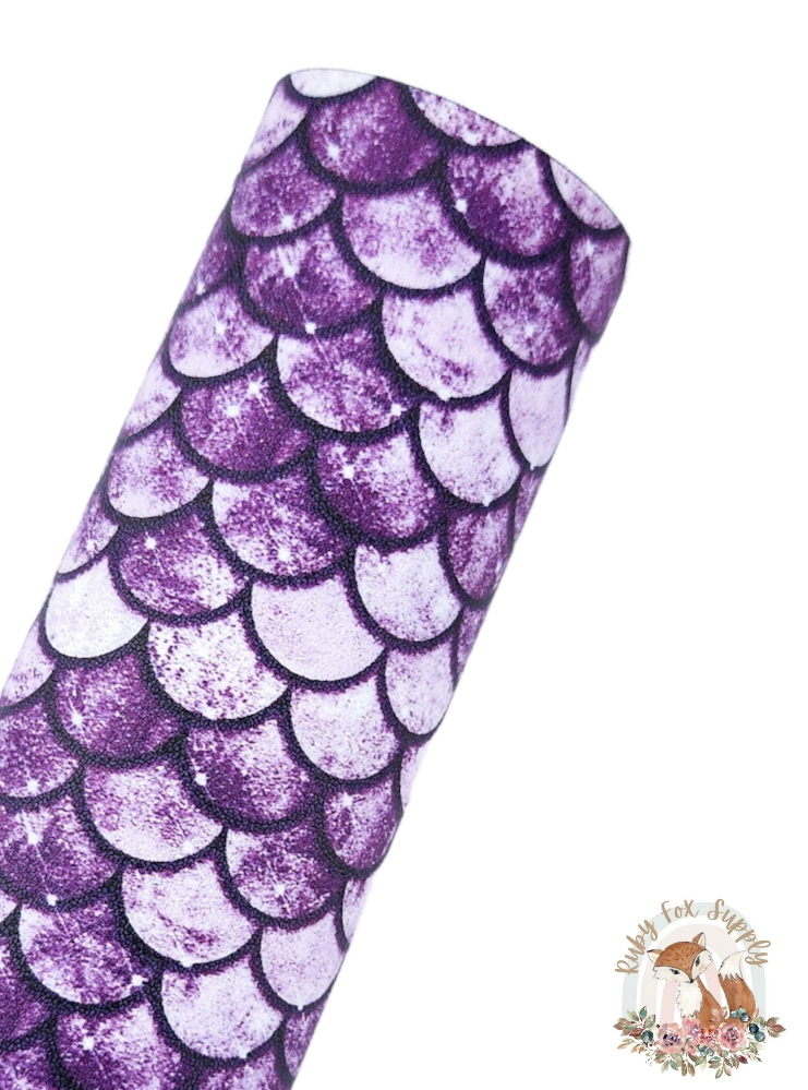 Purple Mermaid Scales 9x12 faux leather sheet