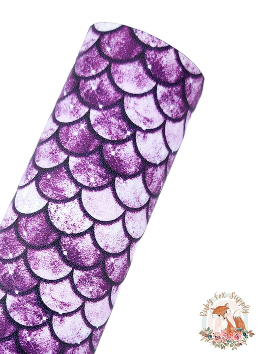 Purple Mermaid Scales 9x12 faux leather sheet