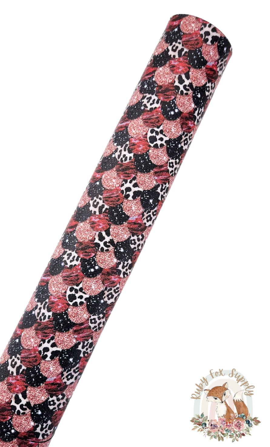 Red Animal Print Mermaid Scales 9x12 faux leather sheet