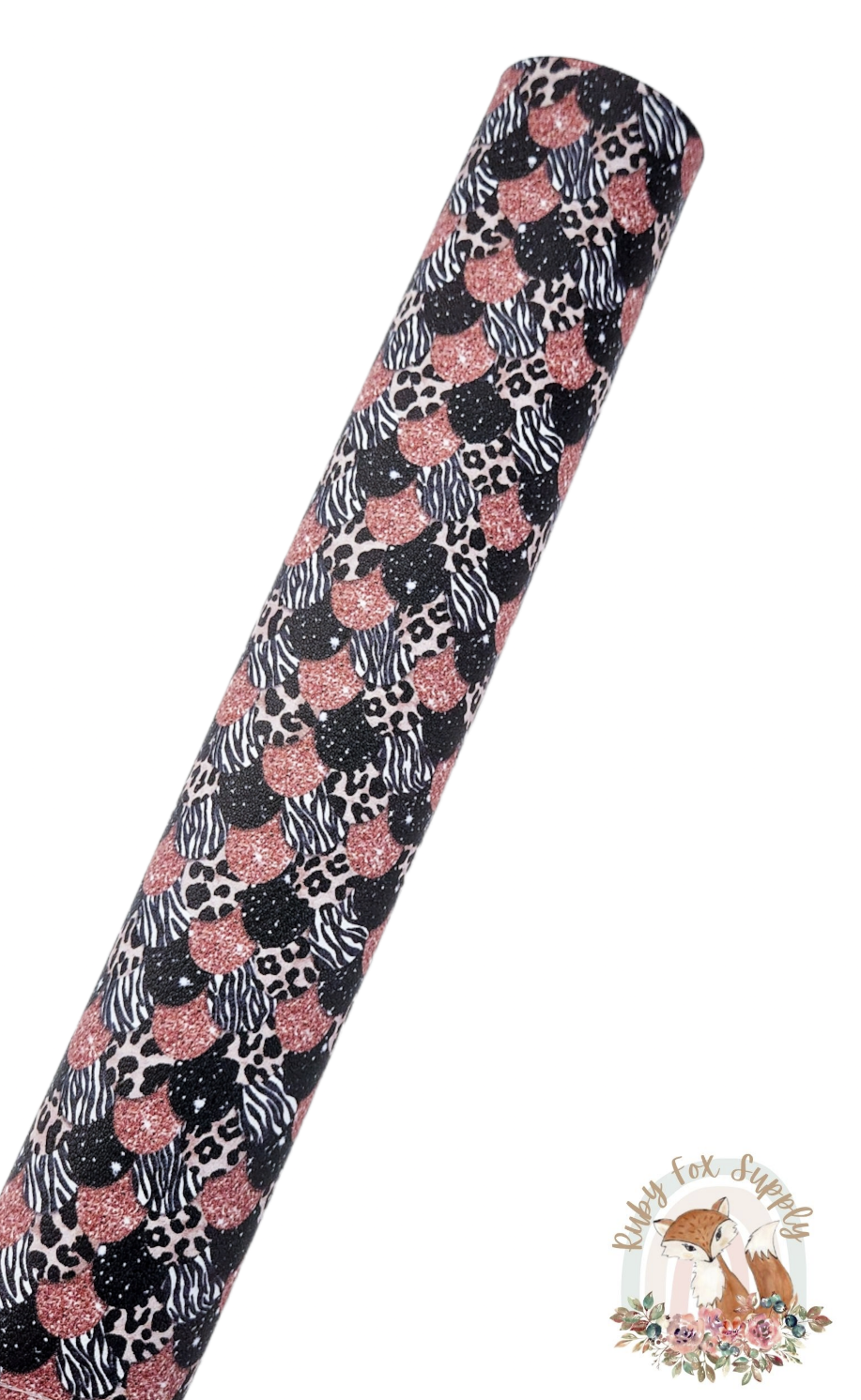 Black Animal Print Mermaid Scales 9x12 faux leather sheet