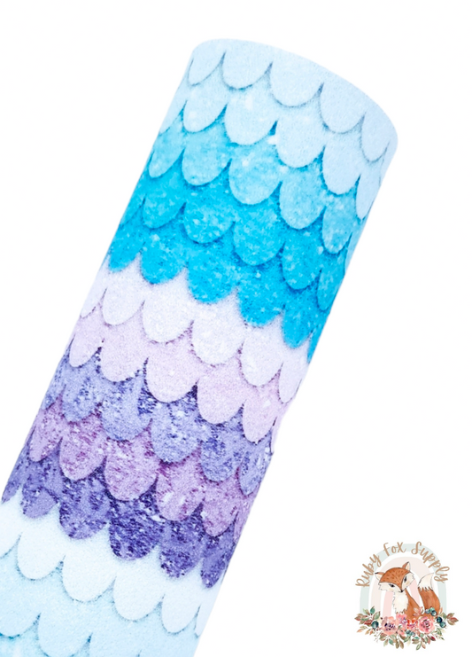 Blue and Purple Mermaid Scales 9x12 faux leather sheet