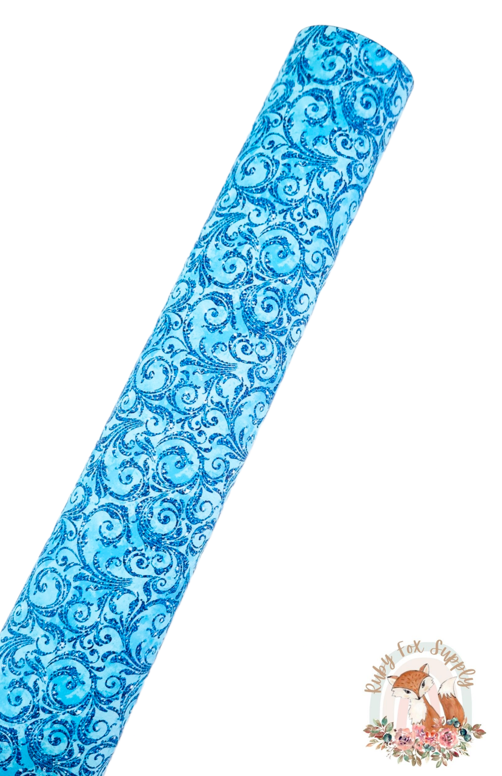 Fancy Aqua Swirls 9x12 faux leather sheet