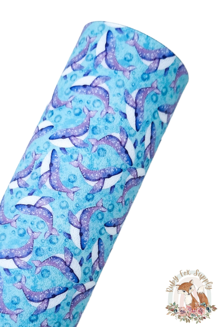 Pretty Whales 9x12 faux leather sheet