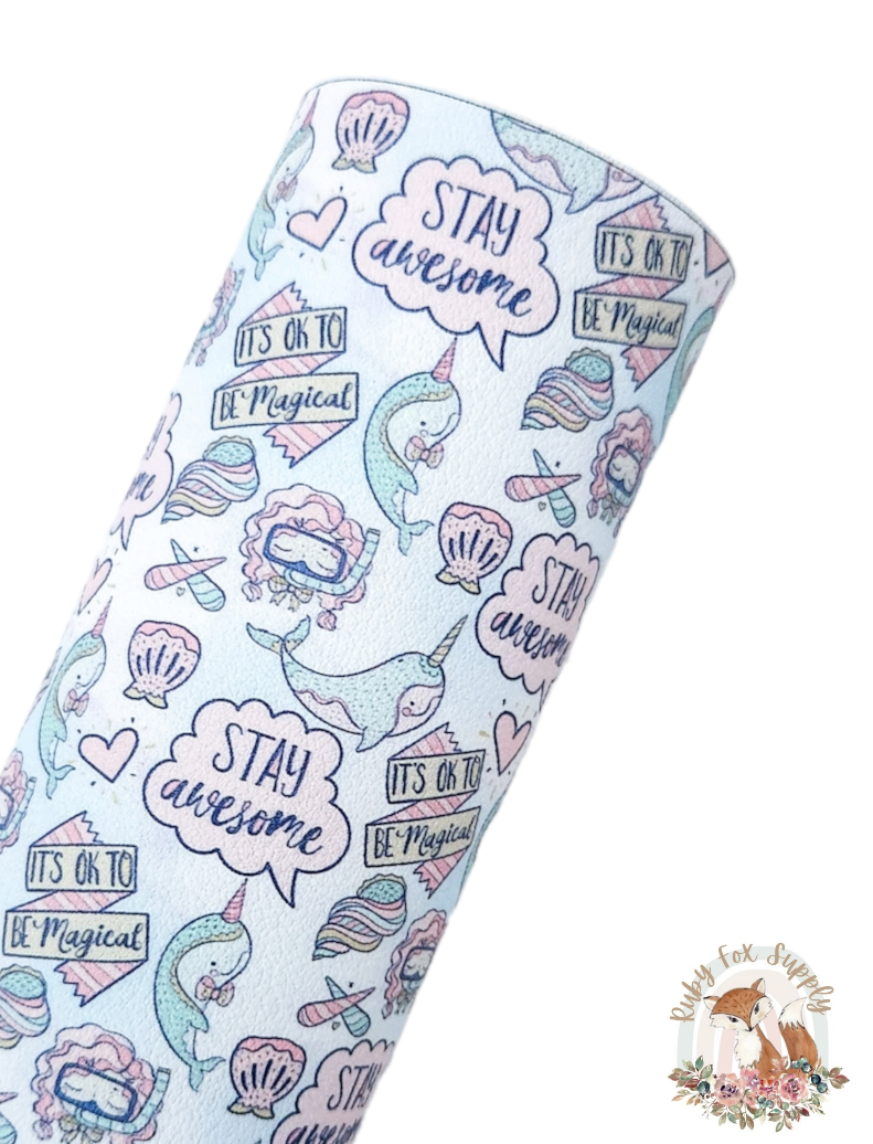 Stay Awesome 9x12 faux leather sheet