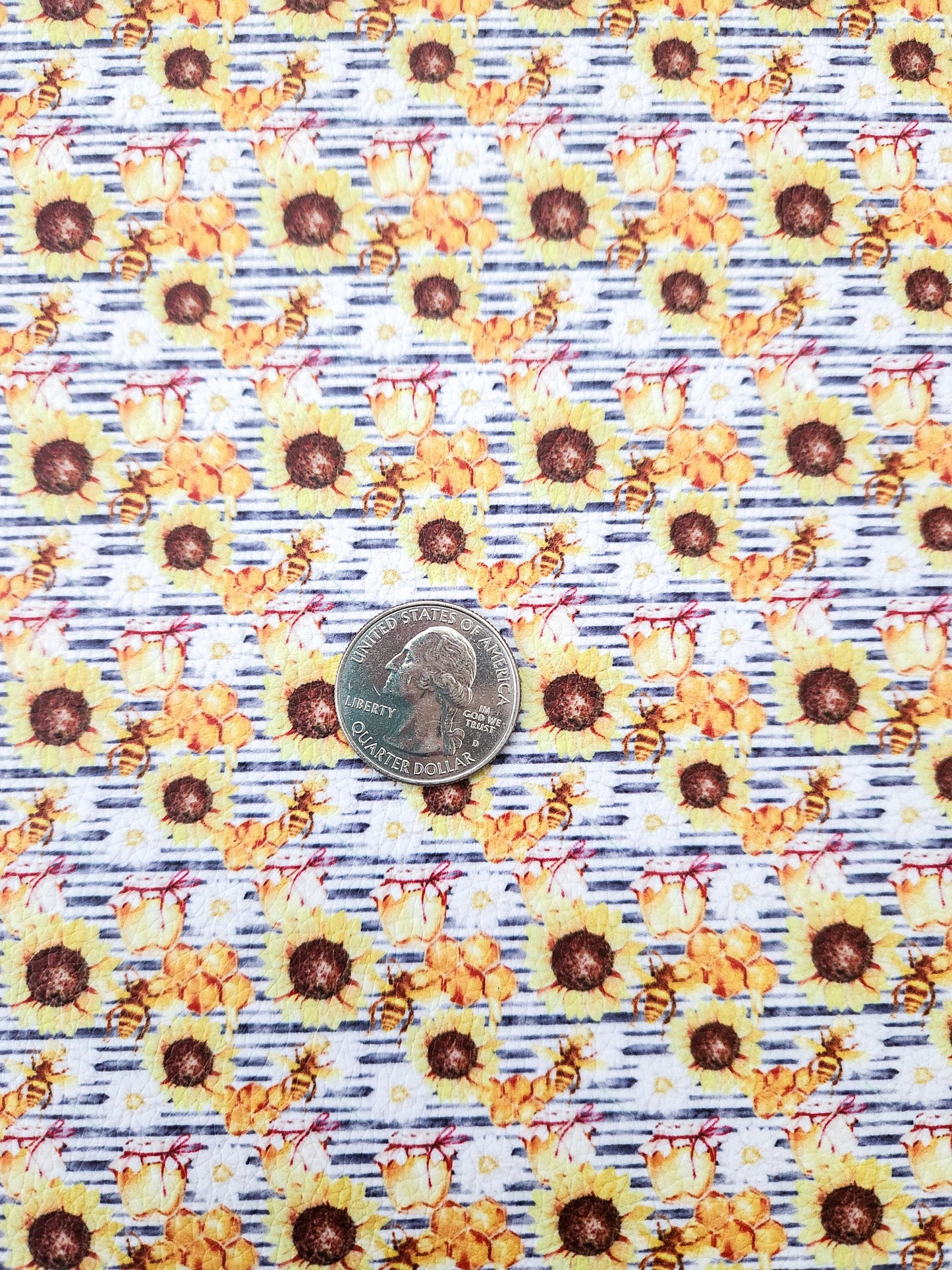 Sunflower Honeybees 9x12 faux leather sheet