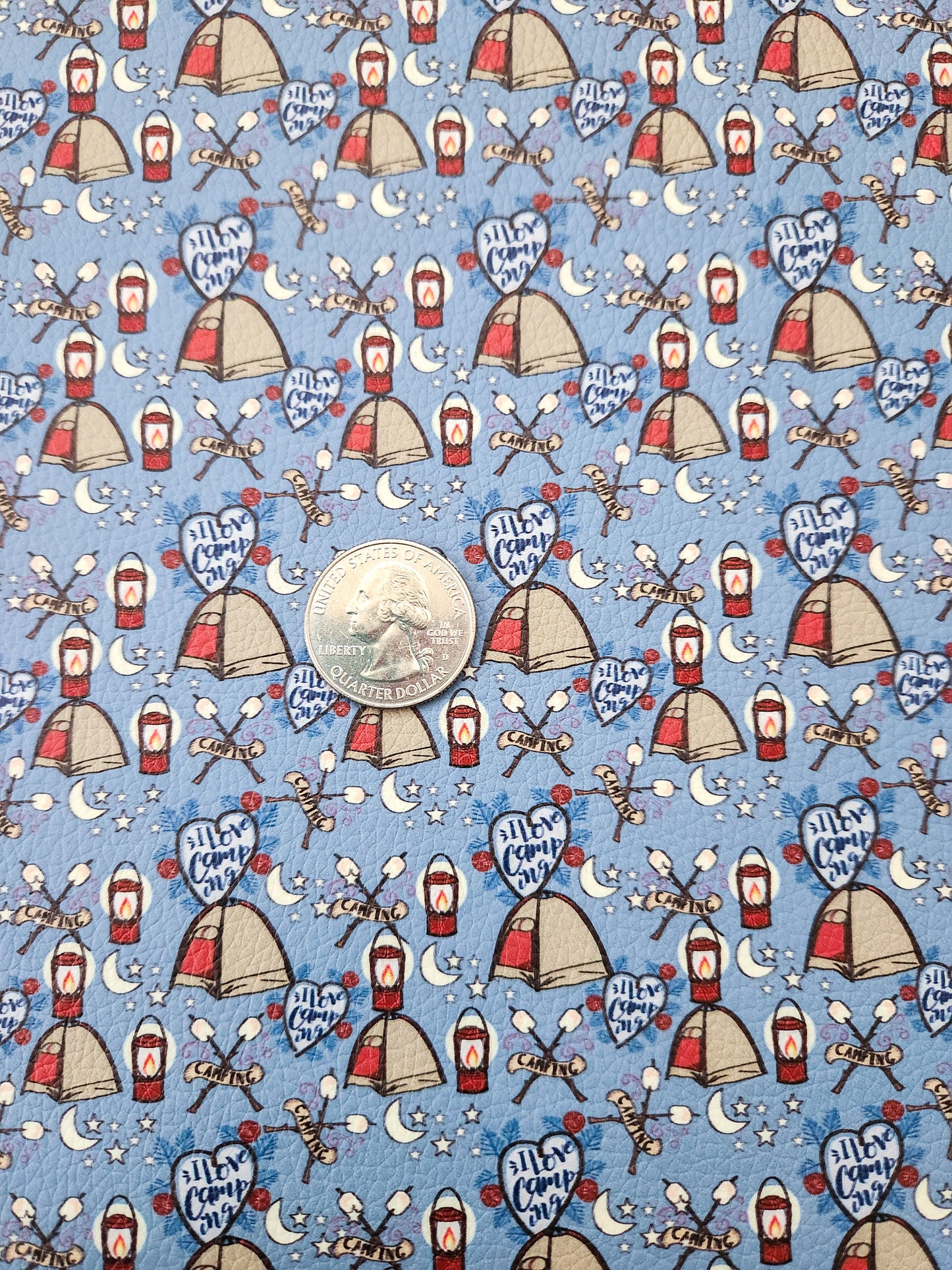 Camping Blue 9x12 faux leather sheet